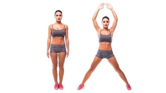 Jumping jacks in hourglass workout