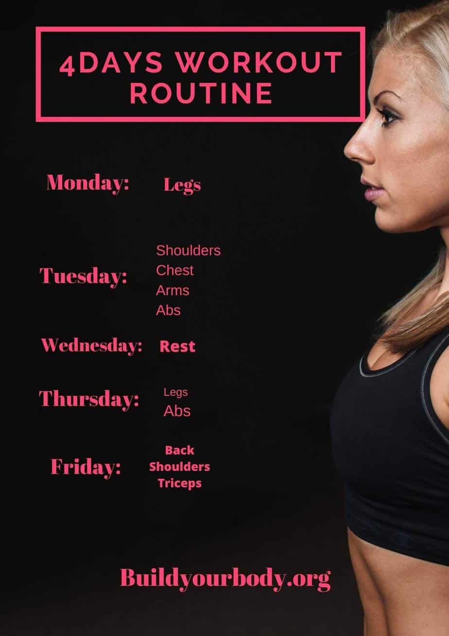 4 day workout routine BUILD YOUR BODY