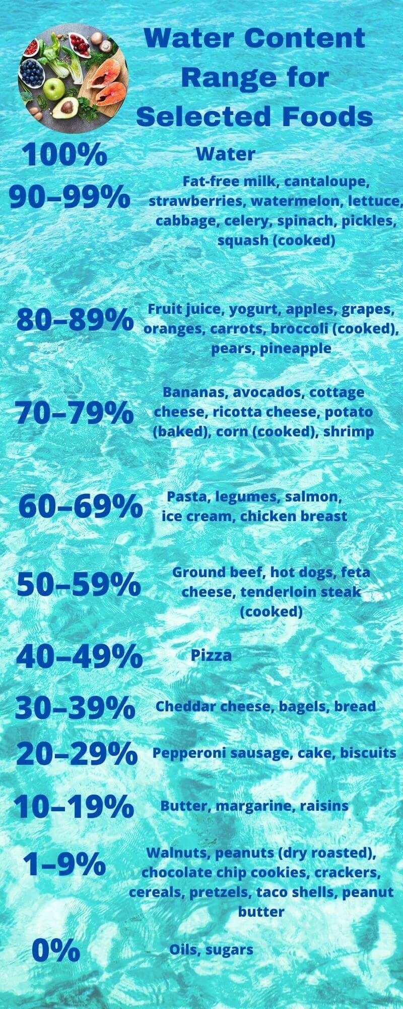 infographics of water content of foods