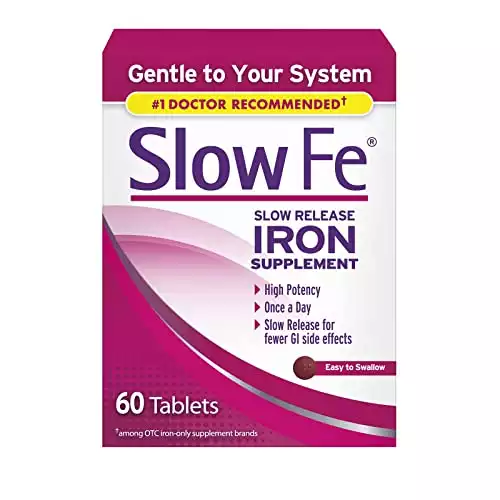 Slow Fe 45mg Iron Supplement for Iron Deficiency, Slow Release, High Potency, Easy to Swallow Tablets